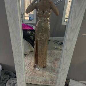 Rose Gold/ Gold Sequin Evening Gown